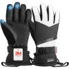 OutdoorMaster Ski Snow Gloves for Women & Men, 3M Thinsulate Waterproof Snowboard Gloves for Winter Warm Windproof Snowmobile with Double-Pocket(Black+White)