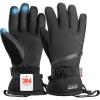 OutdoorMaster Ski Snow Gloves for Women & Men, 3M Thinsulate Waterproof Snowboard Gloves for Winter Warm Windproof Snowmobile with Double-Pocket(Black)