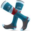 OutdoorMaster Ski Socks, 2-Pair Pack Skiing and Snowboarding Thermal Socks for Men with Non-Slip Cuff Design(Grey Blue)