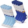 OutdoorMaster Ski Socks, Snowboarding Socks for Boys & Girls, Thermal Winter Warm & Breathable, Over The Calf Non-Slip Cuff(A -Blue Yellow*2+grey Blue*2)