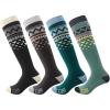 OutdoorMaster Ski Socks, Snowboarding Socks for Men & Women, Thermal Winter Warm & Breathable, Over The Calf Non-Slip Cuff(A-black+gray+blue+green)