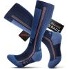 OutdoorMaster Thermolite Merino Wool Ski Socks, Compression Thermal Snowboarding Socks for Men & Women, Cold Weather(Blue)
