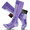 OutdoorMaster Thermolite Merino Wool Ski Socks, Compression Thermal Snowboarding Socks for Men & Women, Cold Weather(Purple)