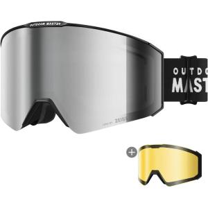 OutdoorMaster Falcon Ski Goggles Lens by ZEISS, OTG Snowboard Goggles Anti-fog, Magnetic Interchangeable Lens, Snow Goggles(A-gray Vlt 13% + Yellowlens)