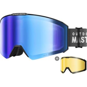 OutdoorMaster Falcon Ski Goggles Lens by ZEISS, OTG Snowboard Goggles Anti-fog, Magnetic Interchangeable Lens, Snow Goggles(A-hydroblue Vlt 27% + Yellowlens)