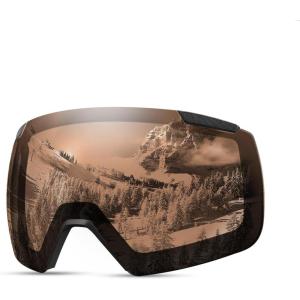 OutdoorMaster Heron Ski Goggles with 2 Lens, Frameless, Magnetic Interchangeable HD Toric Lens, OTG Snowboard Goggles(Lens-polarized Brown Vlt 25%)