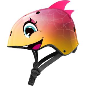 OutdoorMaster Kids Helmet, Bike Helmet for 1 Year Older Toddlers to Youths, 2 Sizes, Dial Fit Adjustment, Premium Safety & Ventilation, Multi-Sport Helmet for Bicycles, Skates, Scooters & Longboards(Yellow-Pink Shark)