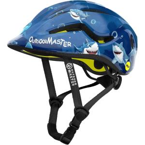 OutdoorMaster MIPS Kids Bike Helmet – Panther Jr. Toddler Helmet – Adjustable, Lightweight and Certified Kids Helmet – MIPS Bicycle Helmet for Kids Ages 5-13(Dark Blue Shark)