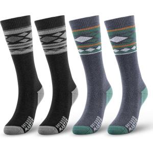 OutdoorMaster Merino Wool Ski Socks for Men & Women, Unisex Thermal Winter Warm Snowboarding Socks for Cold Weather(A-2*black+2*gray)
