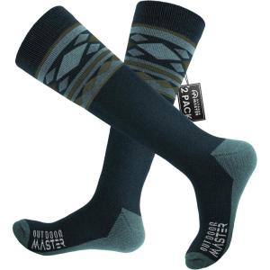 OutdoorMaster Merino Wool Ski Socks for Men & Women, Unisex Thermal Winter Warm Snowboarding Socks for Cold Weather(A-green)
