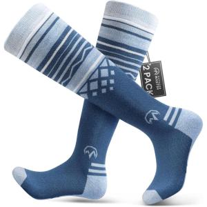 OutdoorMaster Merino Wool Ski Socks for Men & Women, Unisex Thermal Winter Warm Snowboarding Socks for Cold Weather(Baby Blue)