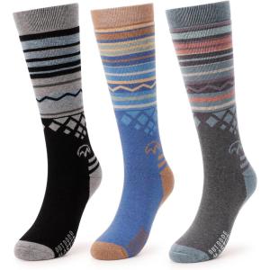 OutdoorMaster Merino Wool Ski Socks for Men & Women, Unisex Thermal Winter Warm Snowboarding Socks for Cold Weather(Black+blue+grey)