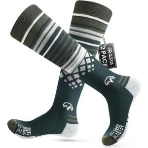 OutdoorMaster Merino Wool Ski Socks for Men & Women, Unisex Thermal Winter Warm Snowboarding Socks for Cold Weather(Dark Green)