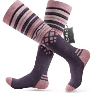OutdoorMaster Merino Wool Ski Socks for Men & Women, Unisex Thermal Winter Warm Snowboarding Socks for Cold Weather(Fringes)