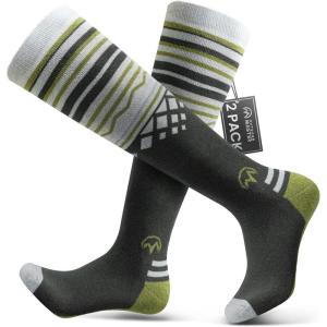 OutdoorMaster Merino Wool Ski Socks for Men & Women, Unisex Thermal Winter Warm Snowboarding Socks for Cold Weather(Olive Green)