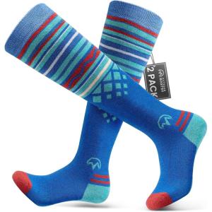 OutdoorMaster Merino Wool Ski Socks for Men & Women, Unisex Thermal Winter Warm Snowboarding Socks for Cold Weather(Vibrant Blue)