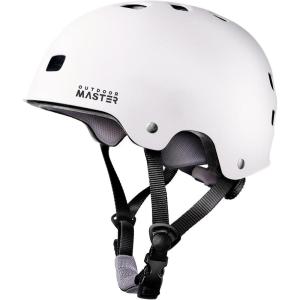 OutdoorMaster Skateboard Cycling Helmet – Two Removable Liners Ventilation Multi-Sport Scooter Roller Skate Inline Skating Rollerblading for Kids, Youth & Adults(White)