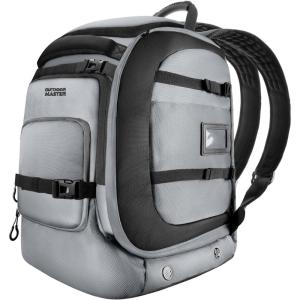 OutdoorMaster Ski Boot Bag, 65L Waterproof Ski Snowboard Boots Shoulder Pad Skiing Backpack for Helmets, Goggles Men & Women(Silver Gray)