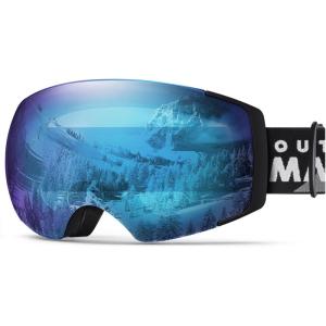 OutdoorMaster Ski Goggles PRO – Frameless, Interchangeable Lens 100% UV400 Protection Snow Goggles for Men & Women(Blackframe Icebluelens Vlt33%)