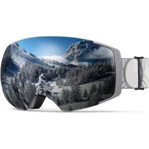 OutdoorMaster Ski Goggles PRO – Frameless, Interchangeable Lens 100% UV400 Protection Snow Goggles for Men & Women(Greyframe Revosilverlens Vlt10%)