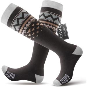 OutdoorMaster Ski Socks, Snowboarding Socks for Men & Women, Thermal Winter Warm & Breathable, Over The Calf Non-Slip Cuff(A-gray)