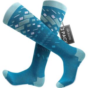 OutdoorMaster Ski Socks, Snowboarding Socks for Men & Women, Thermal Winter Warm & Breathable, Over The Calf Non-Slip Cuff(Green)