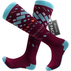 OutdoorMaster Ski Socks, Snowboarding Socks for Men & Women, Thermal Winter Warm & Breathable, Over The Calf Non-Slip Cuff(Vermilion)