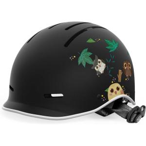 OutdoorMaster Toddler Helmet, Toddler Bike Helmet, Bike Helmet for Youth Boys & Girls, Kids Helmet with Visor, Dial Fit Adjustment Ventilation Multi-Sport Helmet for Bicycle Skate Scooter Longboard(Forest Owl)