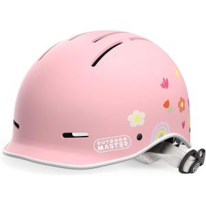 OutdoorMaster Toddler Helmet, Toddler Bike Helmet, Bike Helmet for Youth Boys & Girls, Kids Helmet with Visor, Dial Fit Adjustment Ventilation Multi-Sport Helmet for Bicycle Skate Scooter Longboard(Power Pink)
