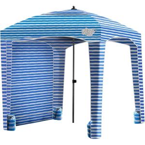 Qipi Beach Cabana – Easy to Set Up Canopy, Waterproof, Portable 6′ x 6′ Beach Shelter, Included Side Wall, Shade with UPF 50+ UV Protection, Ultimate Sun Umbrella – for Kids, Family & Friends(Siesta Beach)