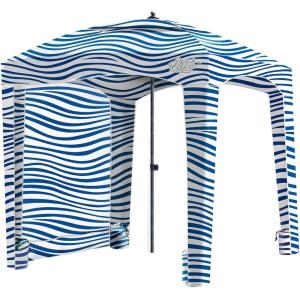 Qipi Beach Cabana – Easy to Set Up Canopy, Waterproof, Portable 6′ x 6′ Beach Shelter, Included Side Wall, Shade with UPF 50+ UV Protection, Ultimate Sun Umbrella – for Kids, Family & Friends(Silverthorne Wave-a)