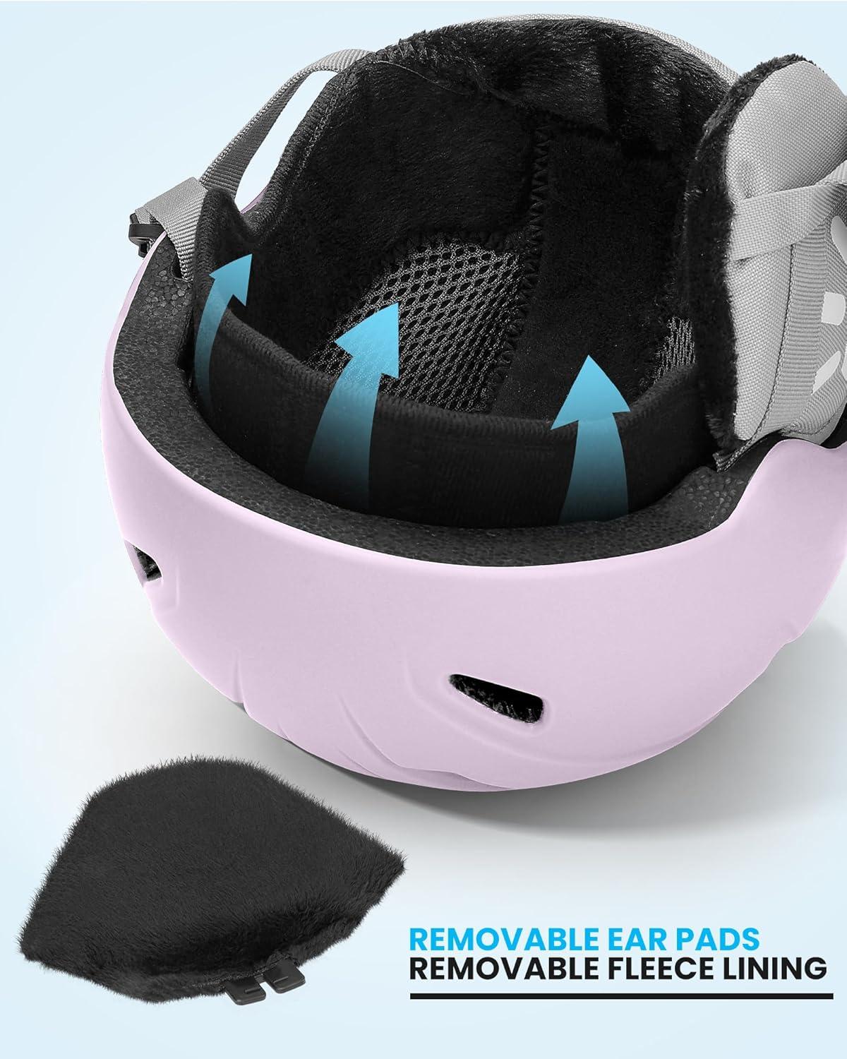imageOutdoorMaster Anoa Kids Ski Helmet and Goggles Set Snowboard Helmet with Ski Goggles Durable PC Shell ShockAbsorbing EPS Core ampamp Adjustable Fit Certified Snow Helmets for Boys Girls ampamp YouthPink