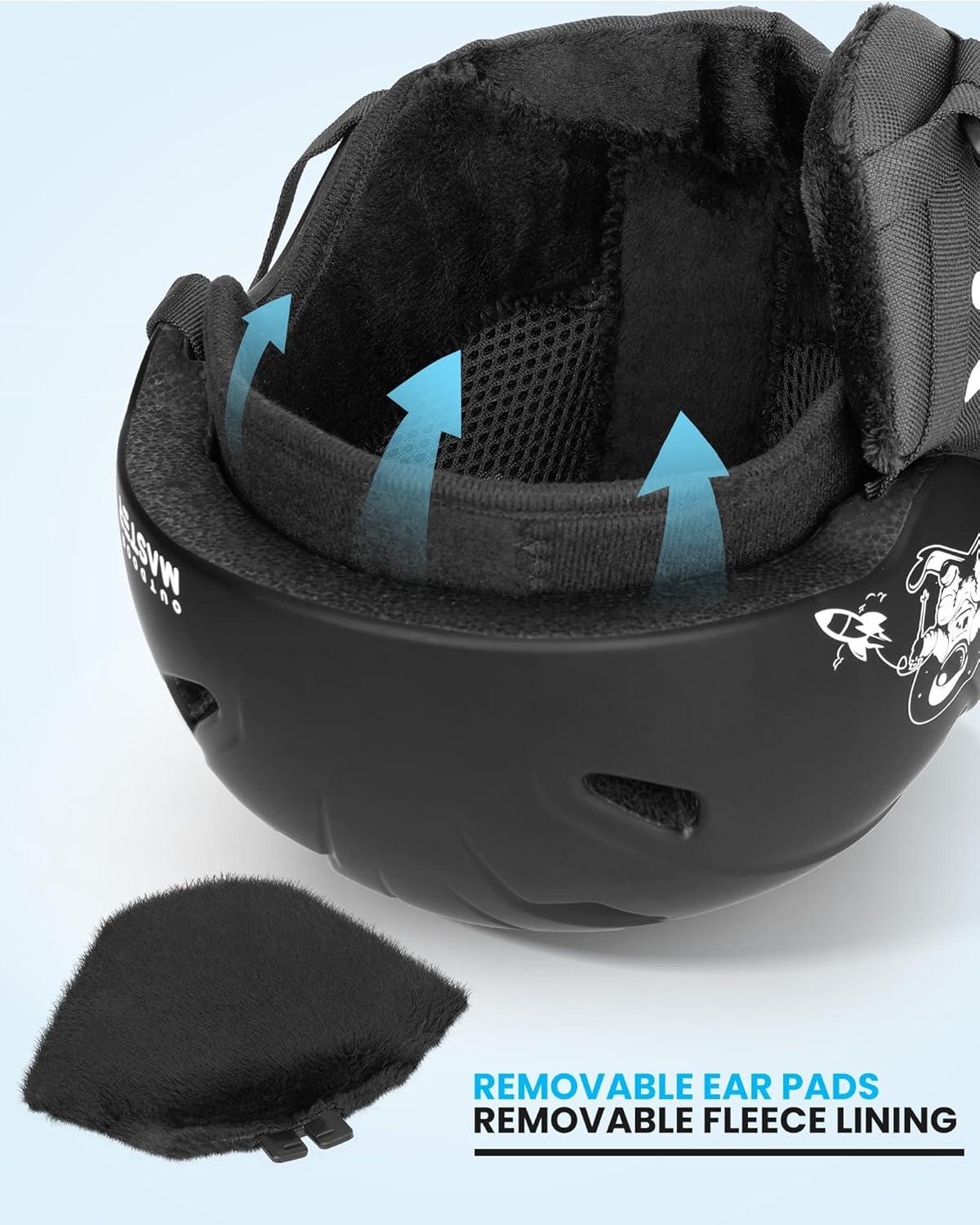 imageOutdoorMaster Anoa Kids Ski Helmet and Goggles Set Snowboard Helmet with Ski Goggles Durable PC Shell ShockAbsorbing EPS Core ampamp Adjustable Fit Certified Snow Helmets for Boys Girls ampamp YouthBlack