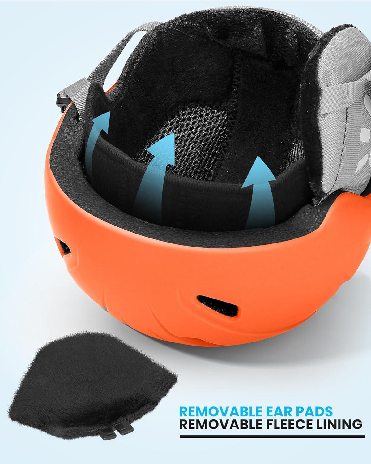 imageOutdoorMaster Anoa Kids Ski Helmet and Goggles Set Snowboard Helmet with Ski Goggles Durable PC Shell ShockAbsorbing EPS Core ampamp Adjustable Fit Certified Snow Helmets for Boys Girls ampamp YouthOrange