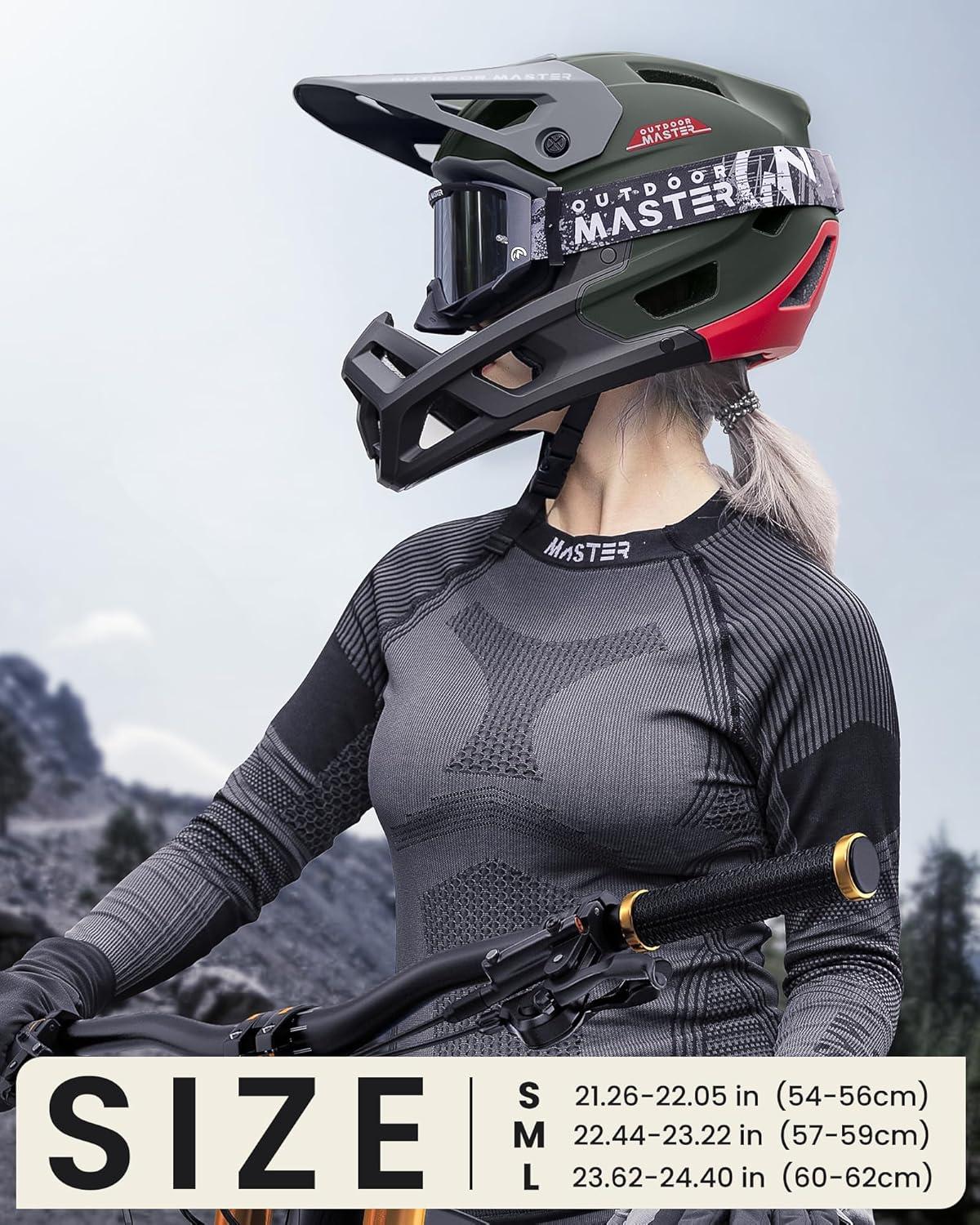 imageOutdoorMaster Full Face Mountain Bike Helmet for Men ampamp WomenTwo Removable Chin Pad Mountain Bike Helmet Grizzly Ventilation Lightweight Racing Downhill DH BMX MTB HelmetEmerald Green