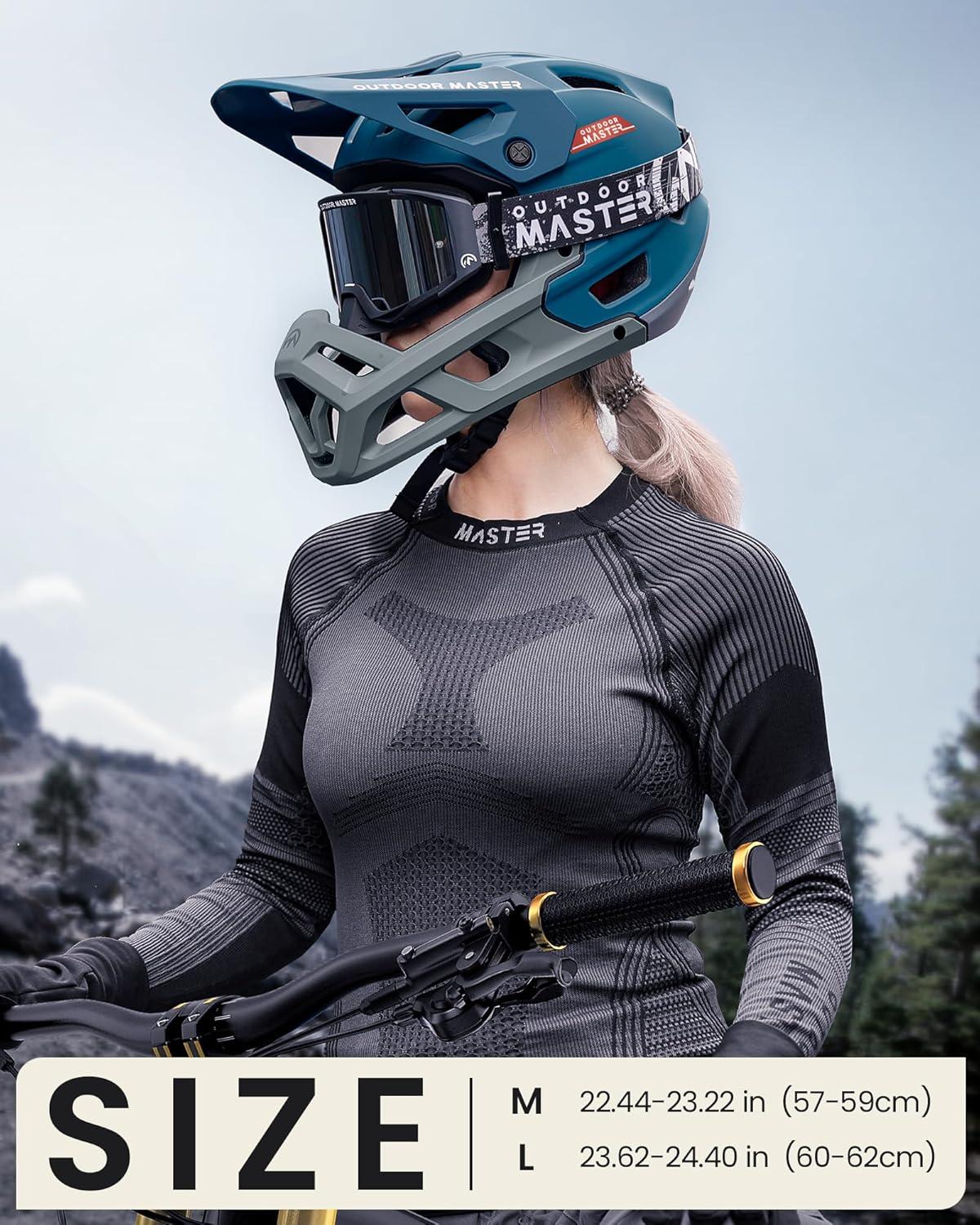 imageOutdoorMaster Full Face Mountain Bike Helmet for Men ampamp WomenTwo Removable Chin Pad Mountain Bike Helmet Grizzly Ventilation Lightweight Racing Downhill DH BMX MTB HelmetAzure Blue