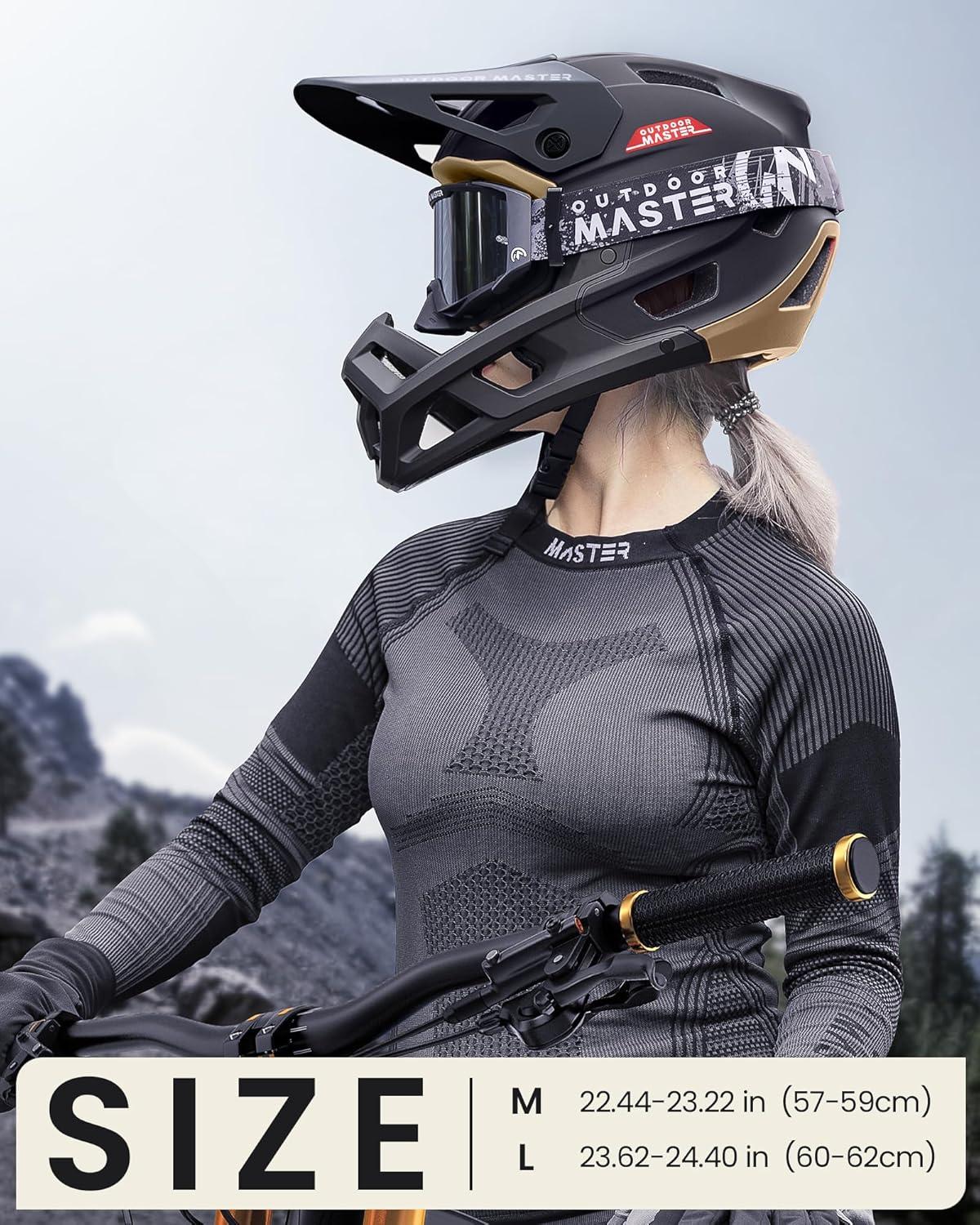 imageOutdoorMaster Full Face Mountain Bike Helmet for Men ampamp WomenTwo Removable Chin Pad Mountain Bike Helmet Grizzly Ventilation Lightweight Racing Downhill DH BMX MTB HelmetMeteorite Black