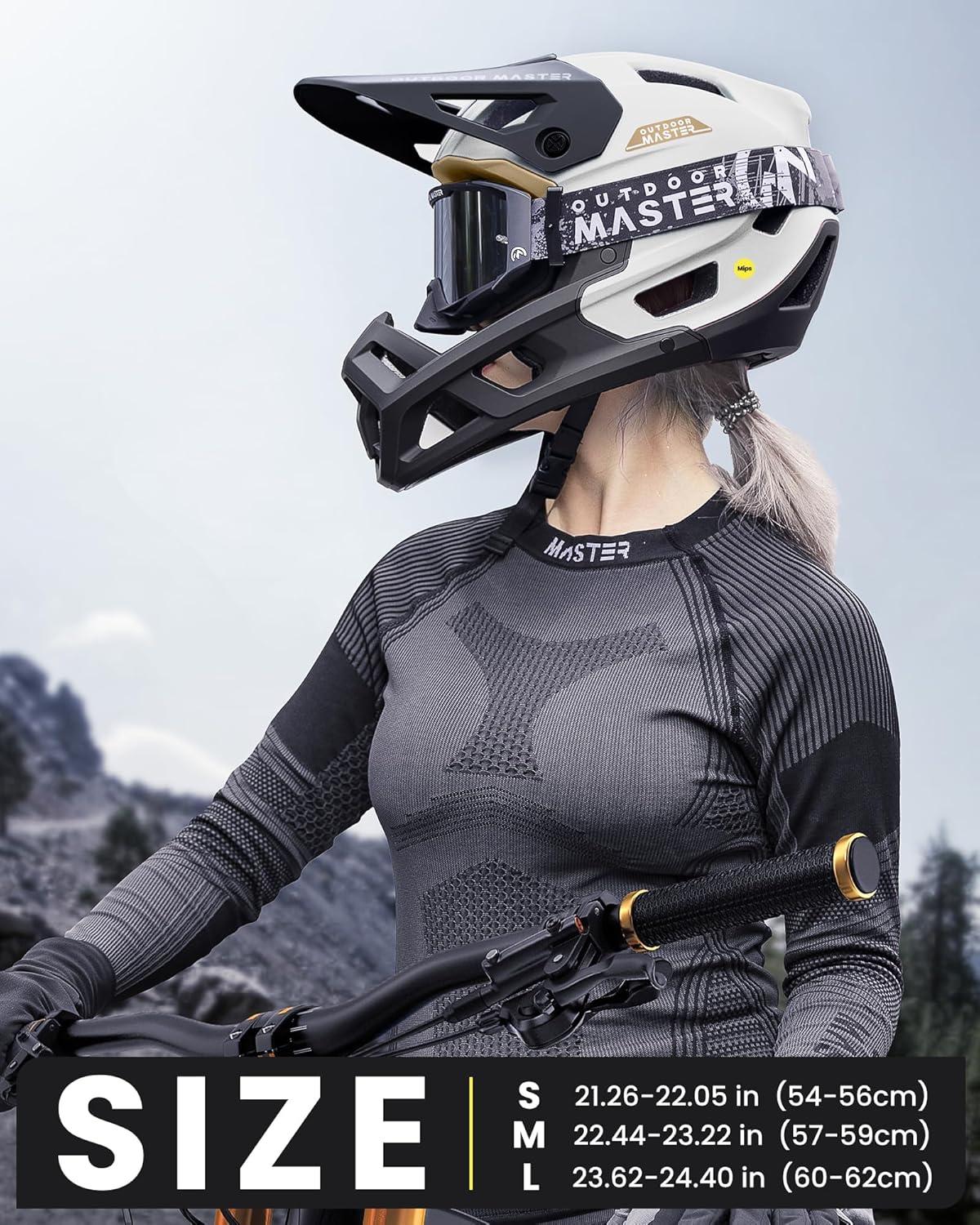imageOutdoorMaster Full Face Mountain Bike Helmet for Men ampamp WomenTwo Removable Chin Pad Mountain Bike Helmet Grizzly Ventilation Lightweight Racing Downhill DH BMX MTB HelmetPearl White
