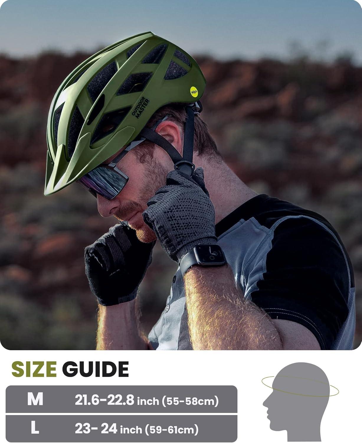 imageOutdoorMaster Gem Recreational MIPS Cycling Helmet Two Removable Liners ampamp Ventilation in MultiEnvironment Bike Helmet in Mountain Motorway for Youth ampamp AdultPalm Green