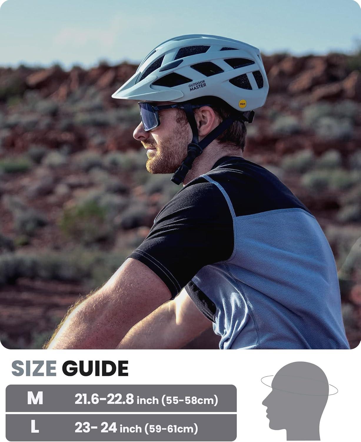 imageOutdoorMaster Gem Recreational MIPS Cycling Helmet Two Removable Liners ampamp Ventilation in MultiEnvironment Bike Helmet in Mountain Motorway for Youth ampamp AdultAqua Blue