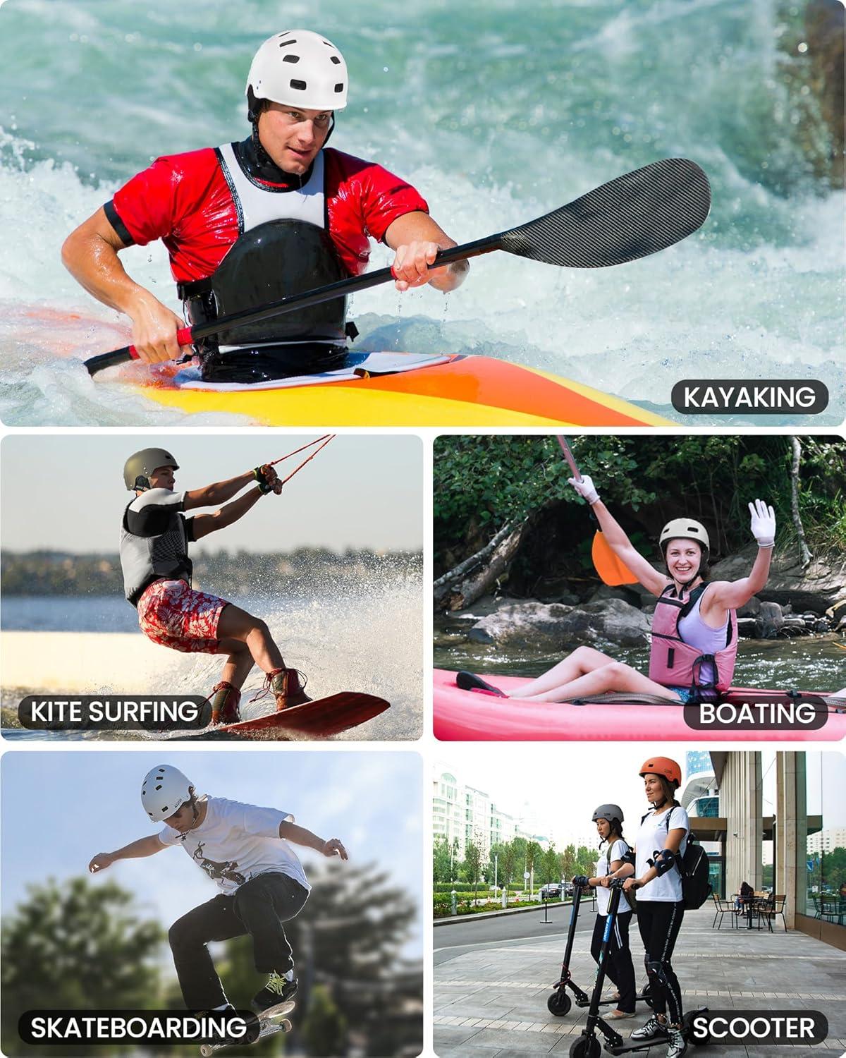 imageOutdoorMaster Kayak Helmet Wakeboard Helmet Whitewater Helmet Men Women Water Helmet with Ear Pads Surf Helmet 12 Vents Dial Fit Adjustment Longboard Helmet Perfect for Kayaking BoatingBlack