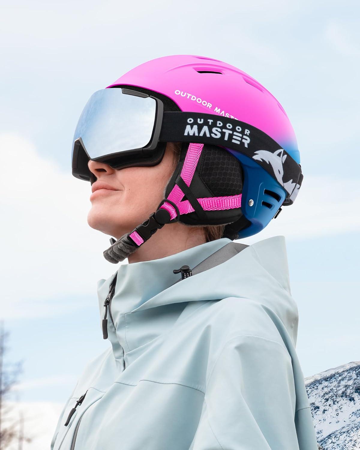 imageOutdoorMaster Kelvin II Ski Helmet Snow Sport Helmet Snowboard Helmet for Men Women ampamp YouthGradient Pink Blue
