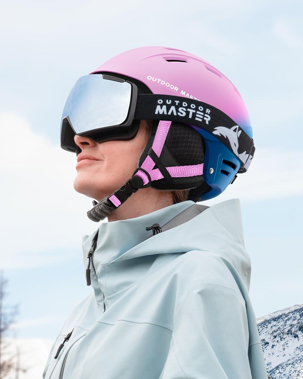 imageOutdoorMaster Kelvin II Ski Helmet Snow Sport Helmet Snowboard Helmet for Men Women ampamp YouthGradient Purple Blue