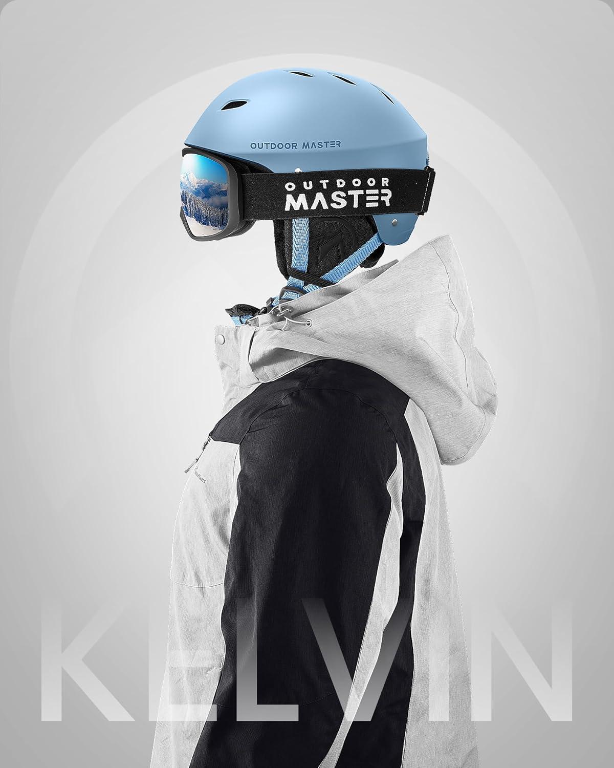 imageOutdoorMaster Kelvin Ski Helmet Snowboard Helmet for Men Women ampamp YouthGray Blue