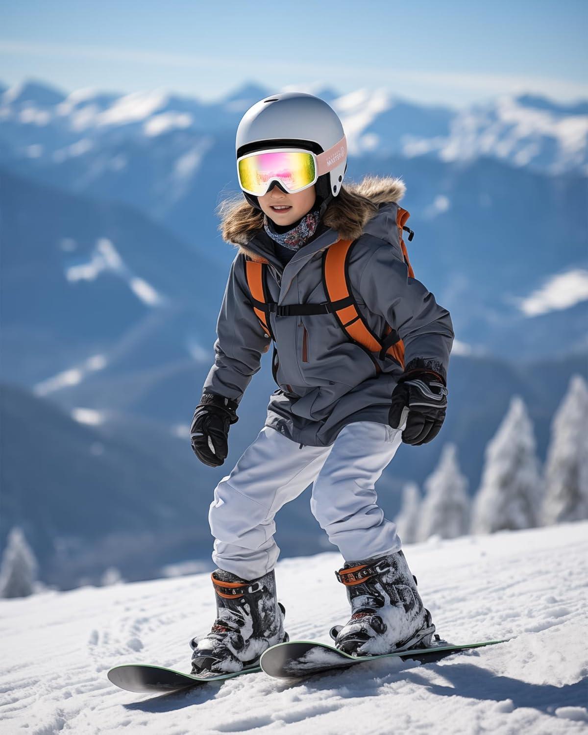 imageOutdoorMaster Kids Ski Goggles OTG Snowboard Goggles with 100 UV Protection Kids Snow Goggles for Boys Girls ToddlerVlt 139 Revo Pink Lens
