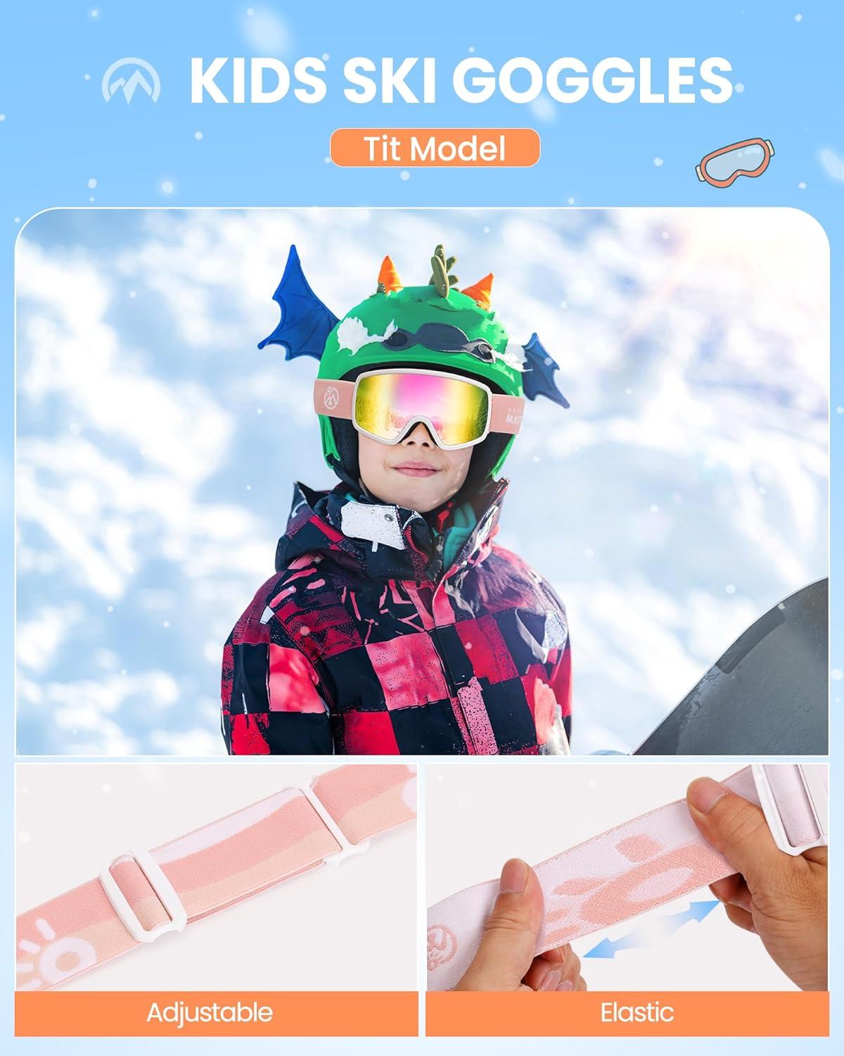 imageOutdoorMaster Kids Ski Goggles OTG Snowboard Goggles with 100 UV Protection Kids Snow Goggles for Boys Girls ToddlerVlt 139 Revo Pink Lens