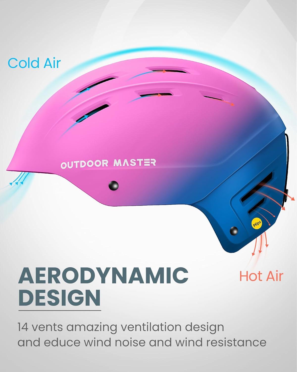 imageOutdoorMaster MIPS Ski Helmet Kelvin II MIPS Snow Sport Helmet Snowboard Helmet for Men Women ampamp YouthGradient Pink Blue