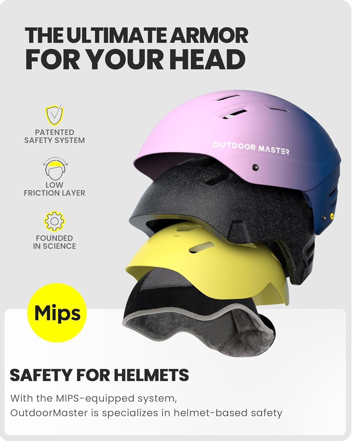 imageOutdoorMaster MIPS Ski Helmet Kelvin II MIPS Snow Sport Helmet Snowboard Helmet for Men Women ampamp YouthGradient Purple Blue