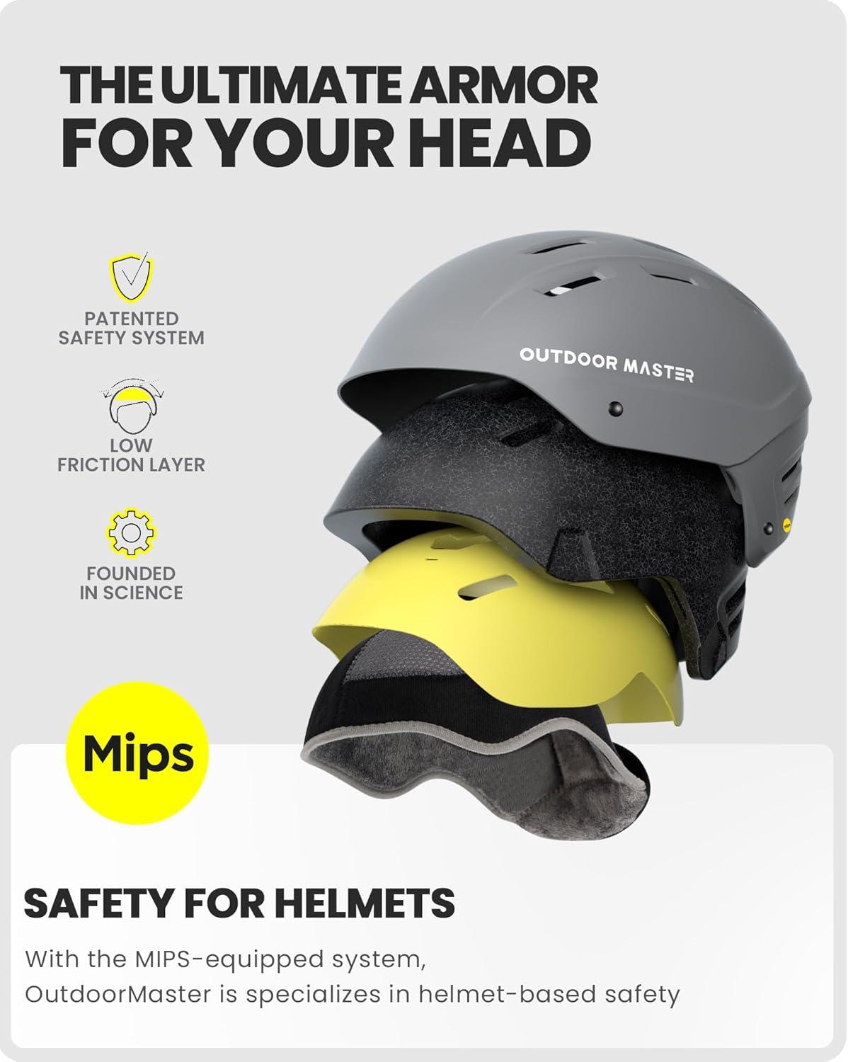 imageOutdoorMaster MIPS Ski Helmet Kelvin II MIPS Snow Sport Helmet Snowboard Helmet for Men Women ampamp YouthMatte Gray