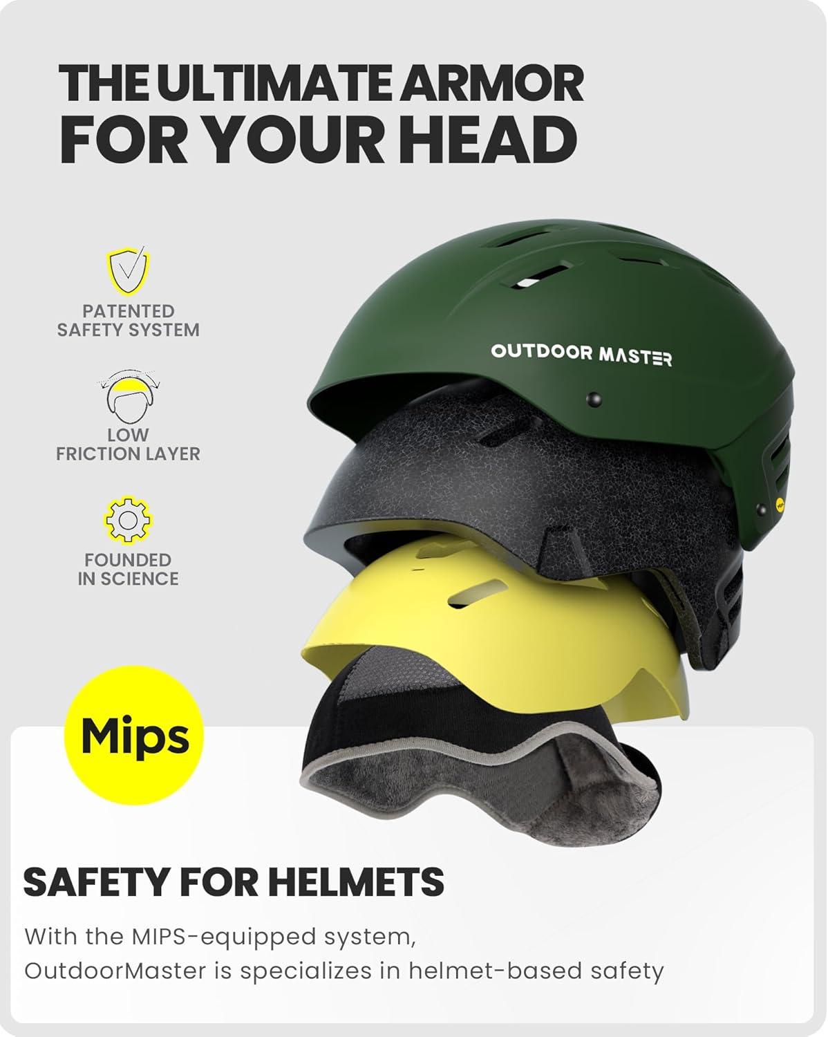 imageOutdoorMaster MIPS Ski Helmet Kelvin II MIPS Snow Sport Helmet Snowboard Helmet for Men Women ampamp YouthMatte Green